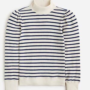 J. Crew Cream and Blue Cowl Neck Sweater with Stripes
